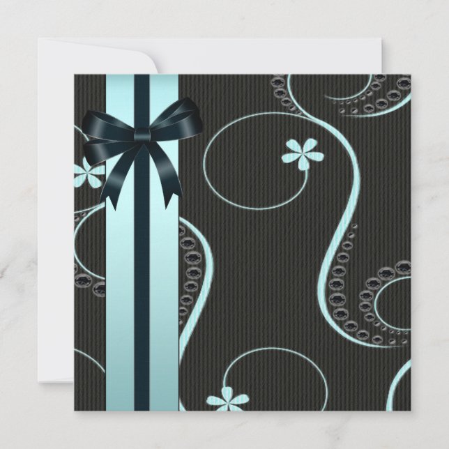 Teal Blue Black Baby Shower Inbjudningar (Framsida)