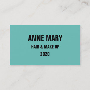 Teal Blue Black Hair och make-up Snyggt Modern Coo Visitkort