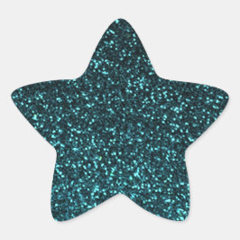 Teal blue black sparkly glitter stjärnformat klistermärke