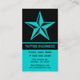 Teal blue black tattoo star affärskorts visitkort