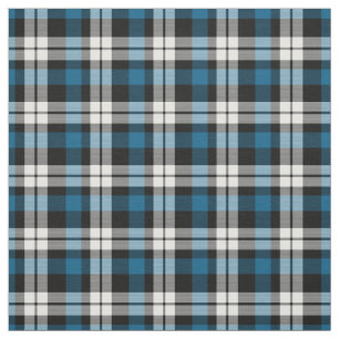 Teal Blue Black White Tartan Squares Mönster Tyg