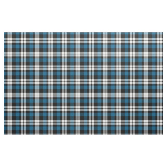 Teal Blue Black White Tartan Squares Mönster Tyg (Fat Quarter)