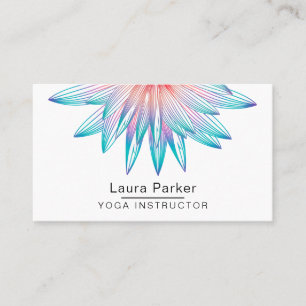Teal Blue Blommigt Art Lotus Flower Yoga Meditatio Visitkort