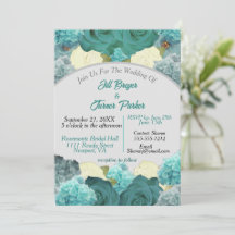 Teal Blue Blommigt och Ro Elegant bröllop