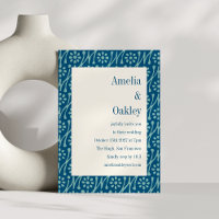 Teal Blue Boho Blommigt Flower Bright Modern Bröll
