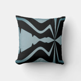 Teal Blue Bold Large Ljud Wave-bild på svart Kudde