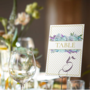 Teal Blue Bouquet Bröllop Suite Shower Party Bordsnummer