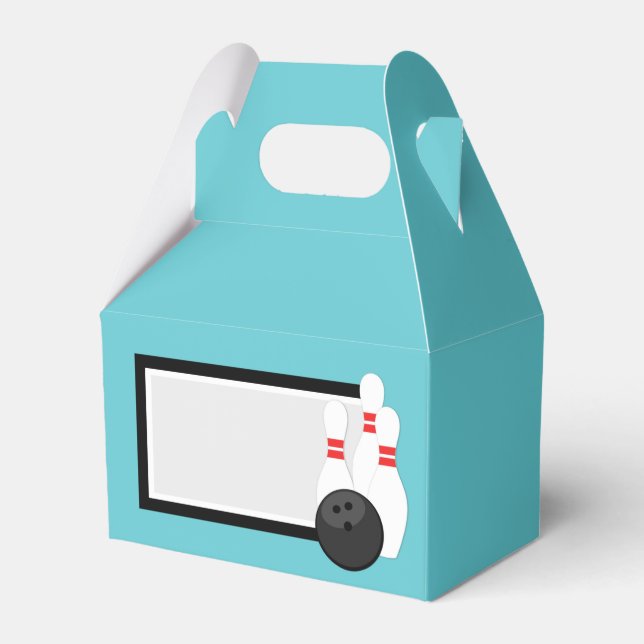 Teal Blue Bowling Favor Boxes Presentaskar (Framsidan Sidan)