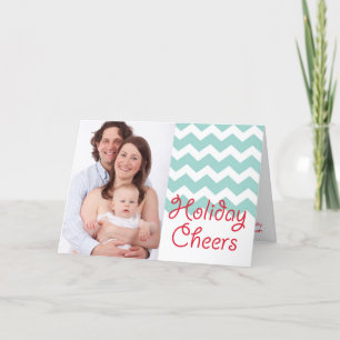 Teal blue chevron helgdag chestrar julfoto helgkort