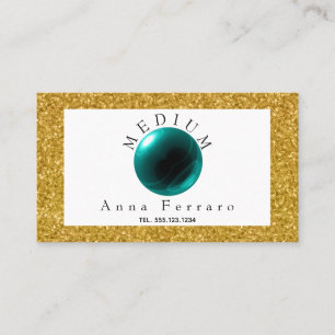 Teal Blue Crystal Boll & Guld för Fortune Telling Visitkort