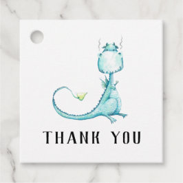 * Teal Blue Cute Dragon Baby Shower Tack Gåvor Etiketter