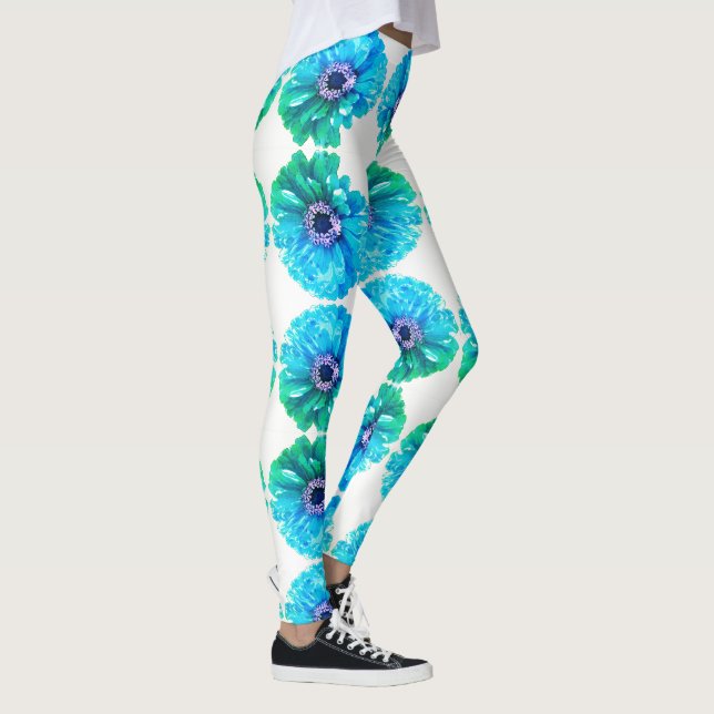 Teal Blue-daisy Leggings (Höger)