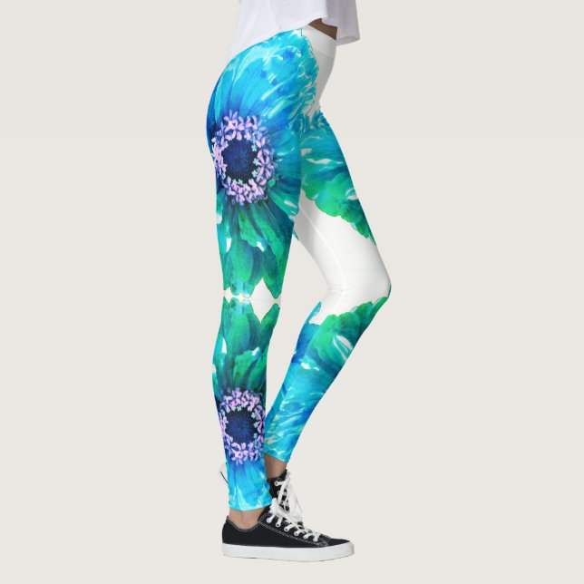 Teal Blue-daisy Leggings (Höger)