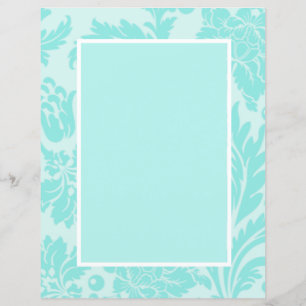 Teal blue damask-mönster stillastående papper