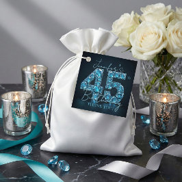 Teal Blue Diamonds Glam 45th Birthday Party Gåvor Etiketter