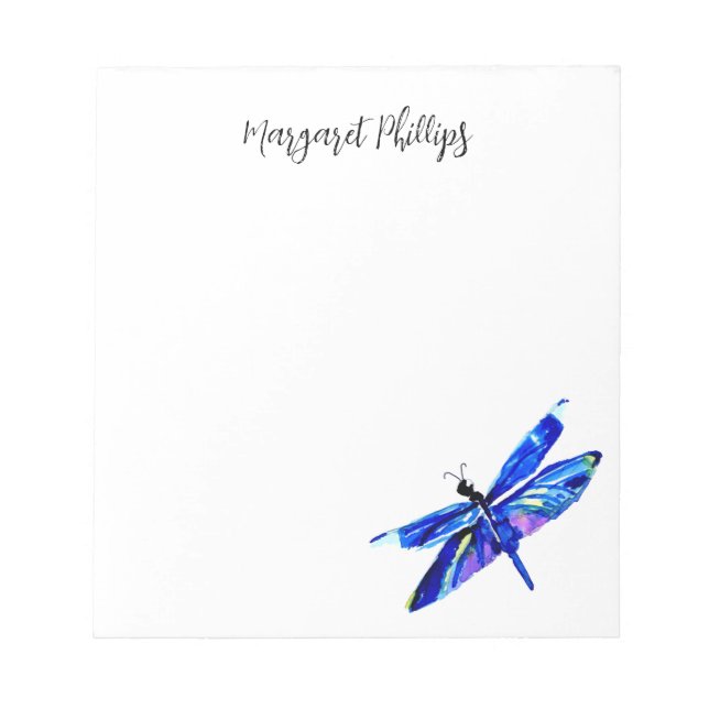 Teal Blue Dragonfly Personlig Hand Drawn Nature Anteckningsblock (Framsida)