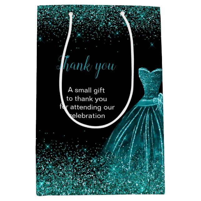 Teal Blue Dress Faux Glitter Sweet 16 Birthday (Framsidan)