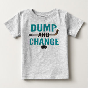 Teal Blue Dump and Change Hockey Baby T Shirt