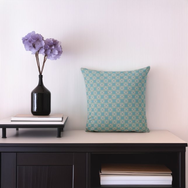 Teal Blue Elegance Geometric Dekorativ kudde (Skapare uppladdad)