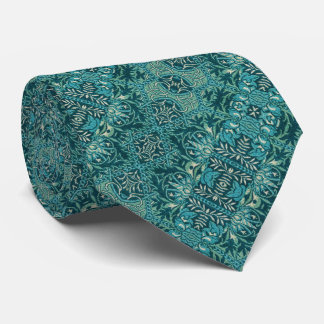 Teal Blue Faux Embroidery Vintage William Morris Slips