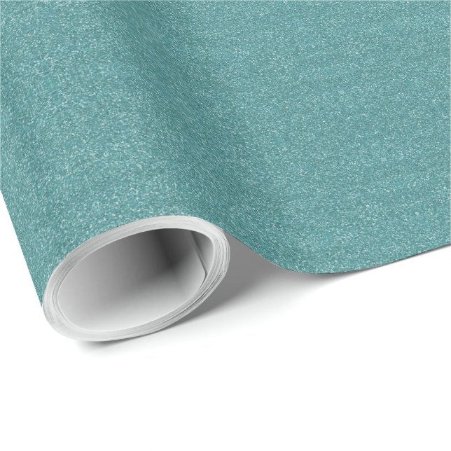 Teal/Blue Faux Glitter Presentpapper (Rullad Hörn)