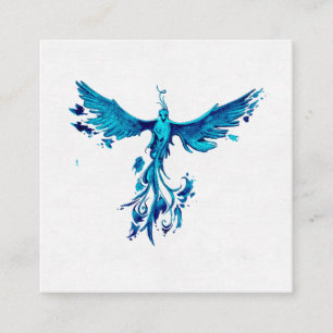 *~* TEAL BLUE Fjädrar Phoenix Stigning Ashes Fyrkantigt Visitkort