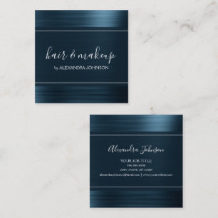 Teal Blue Foil Modern Brushed Metall Fyrkantigt Visitkort