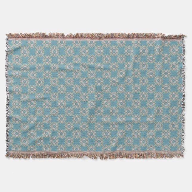 Teal Blue Geometric Thrid Blanket Filt (Framsidan)