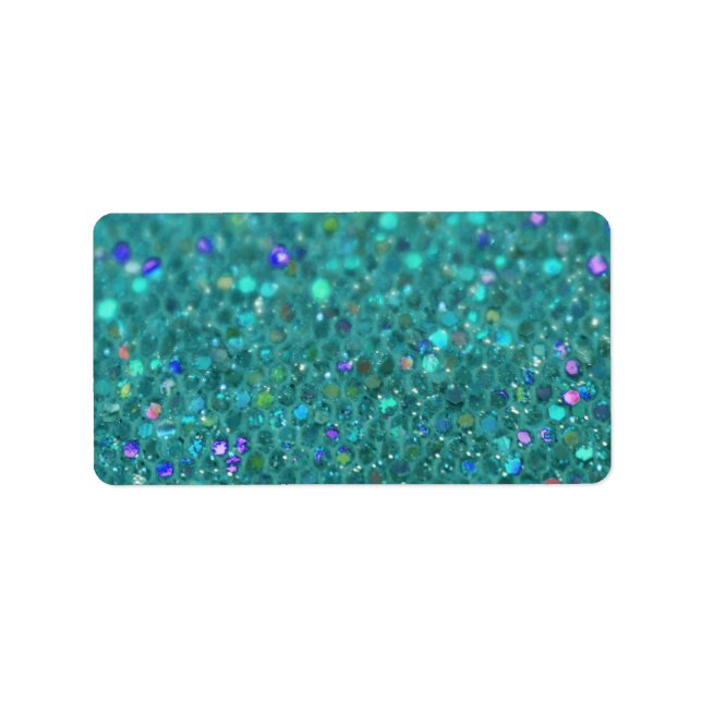 Teal Blue Glitter Adressetikett (Framsidan)