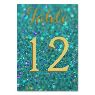 Teal Blue Glitter Bordsnummer