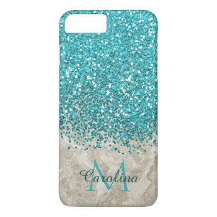 Teal Blue Glitter, Grått Marble Mobile