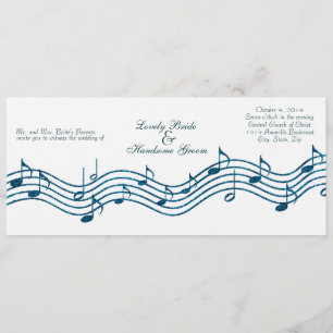 Teal Blue Glitter Music Long Wedding bjudande Inbjudningar