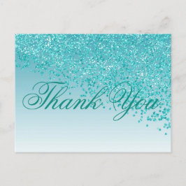 Teal Blue Glitter Teal Blue Shades Tack Vykort