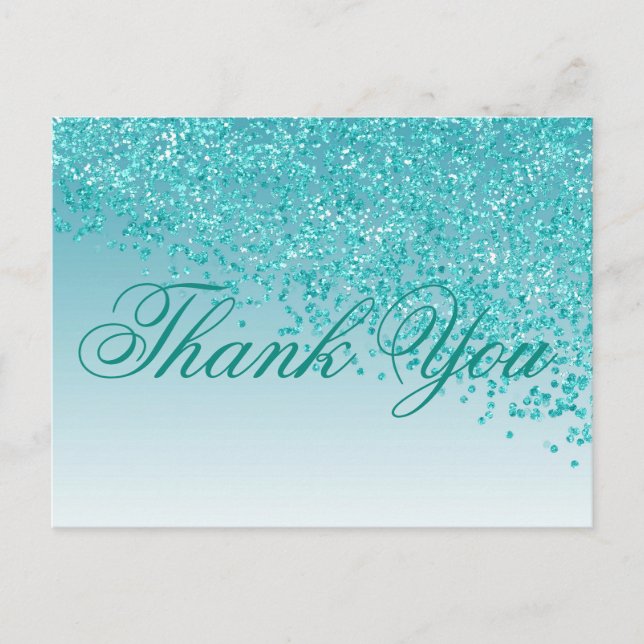 Teal Blue Glitter Teal Blue Shades Tack Vykort (Framsida)