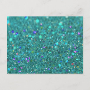 Teal Blue Glitter Vykort