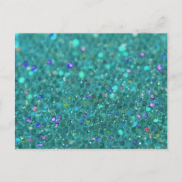 Teal Blue Glitter Vykort