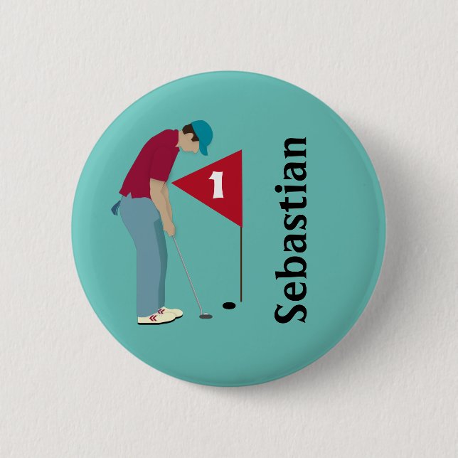 Teal Blue Golfer Pining Knapp (Framsida)