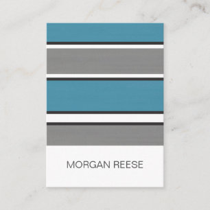 Teal Blue Grått Black and White Rand Modern Visitkort
