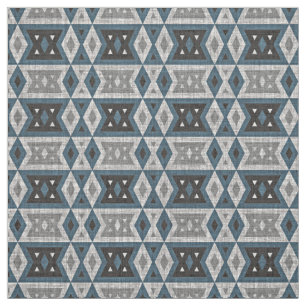 Teal Blue Grått Black Eclectic Ethnic look Tyg