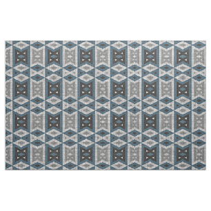 Teal Blue Grått Black Eclectic Ethnic look Tyg