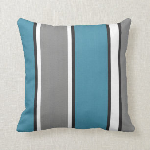 Teal Blue grått Black White Stripe Modern Kudde