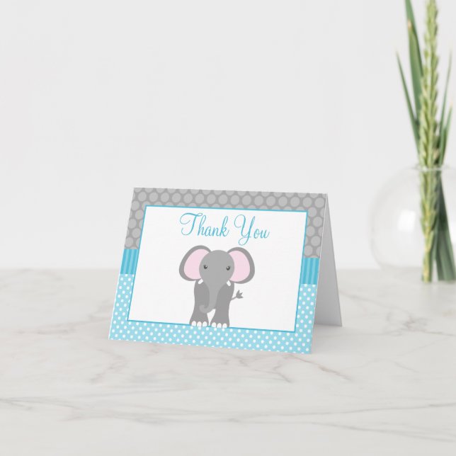 Teal Blue Grått Elephant Polka Dot Tack (Framsida)