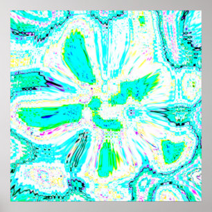 Teal Blue Grönt Abstrakt Mönster Colorful Modern Poster