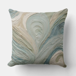 Teal Blue Grönt Beige Abstract Design Kudde
