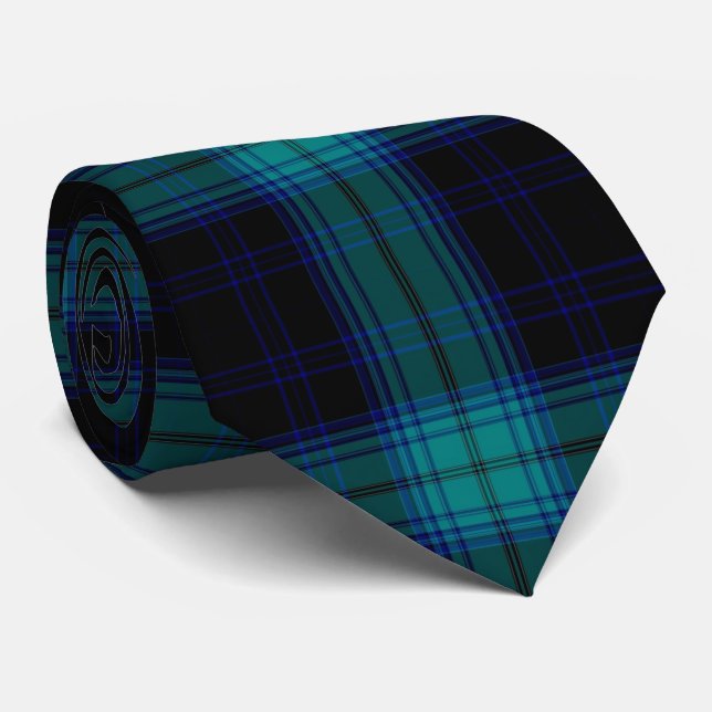 Teal Blue Grönt Blackwatch Tartan Play Flskanals Slips (Rullad)