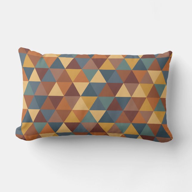 TEAL BLUE GRÖNT BROWN RED GULD GEOMETRIC MÖNSTER LUMBARKUDDE (Framsida)