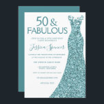 Teal Blue Grönt Glitter Dress 50:e Födelsedagsfest Inbjudningar<br><div class="desc">Teal Blue Grönt Glitter Dress 50:e Födelsedagsfest inbjudan Variationer till inbjudan och matchande artiklar i vår butik</div>