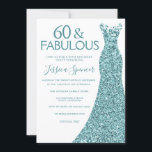Teal Blue Grönt Glitter Dress 60:e Födelsedagsfest Inbjudningar<br><div class="desc">Teal Blue Grönt Glitter Dress 60:e Födelsedagsfest inbjudan Variationer till inbjudan och matchande artiklar i vår butik</div>