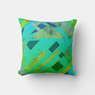 Teal Blue Grönt Grått Guld Diagonal MCM Titta moti Kudde