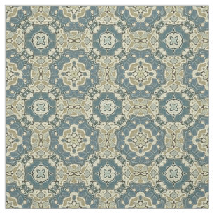 Teal Blue Grönt Grått Ochre Hip Orient Bali Art Tyg